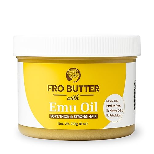 Fro Butter Emu Oil Hair Moisturizer for Black Women & Men | 4C Hair Products | Natural Hair Growth | Organic Ingredients | For Healthier, Stronger Beauty & Personal Care Fro Butter