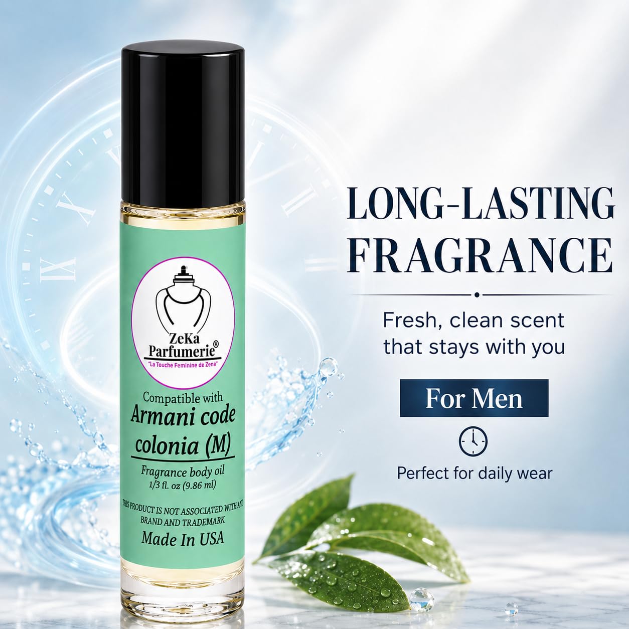 ZEKA PARFUMERIE Compare to Aroma Compatible with Armani Code Colonia for Men Fragrance Body oil on 1/3 oz (9.86ml) size Roll-On Botlle Beauty & Personal Care ZEKA PARFUMERIE