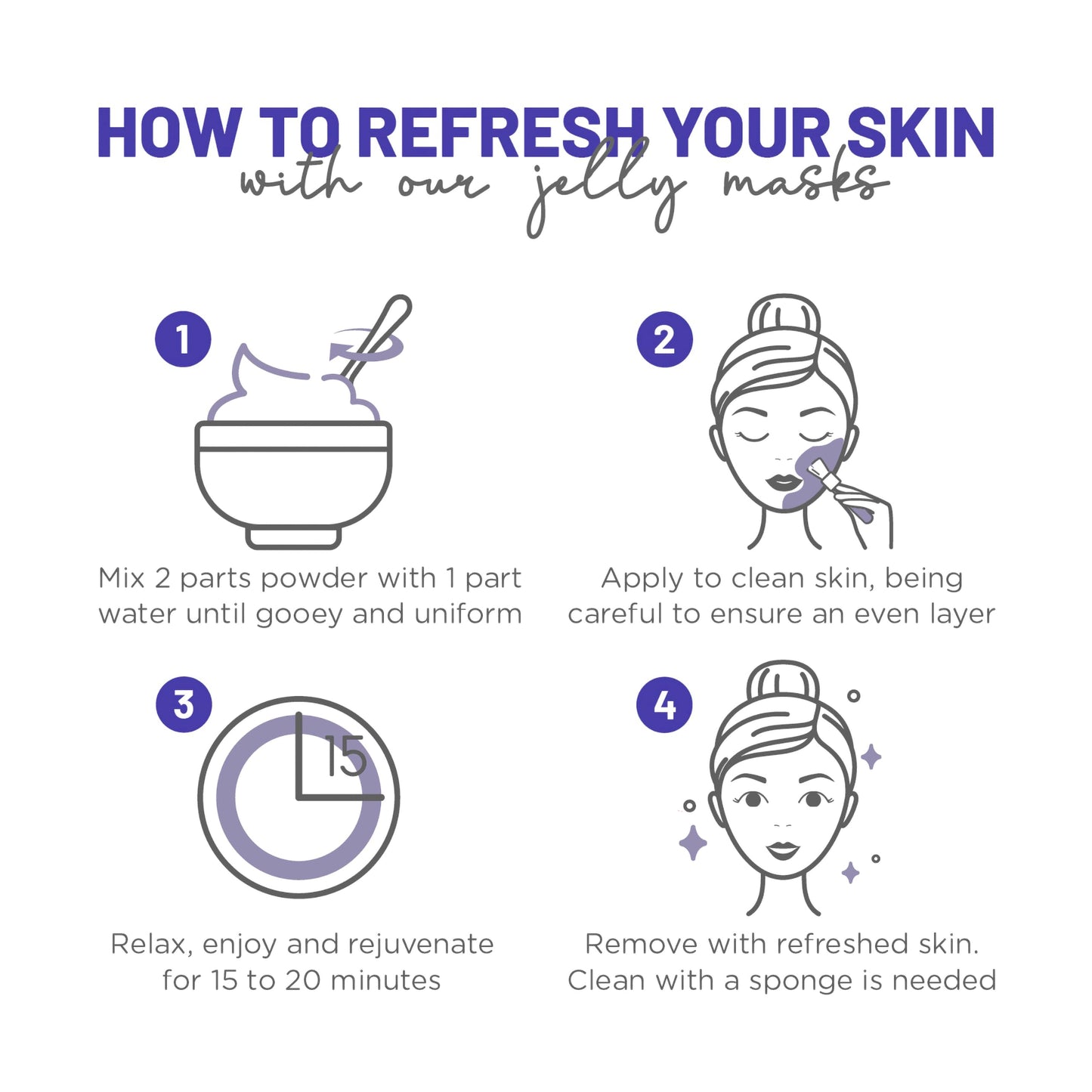 BRÜUN Jelly Mask Jar Blue Lavender Peel-Off Face Care Rubber Mask | 23 fl oz Skin Care Moisturizing Gel Mask Jar Spa Set Beauty & Personal Care BRÜUN