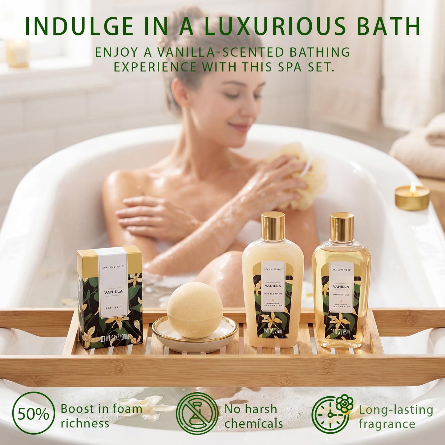 spa luxetique Bath Sets for Women Gift - 10PCS Vanilla Scent Spa Kit, Spa Gift Baskets for Her Birthday, Mother's Day Gifts for Women, Mother, Wife Beauty and Personal Care spa luxetique