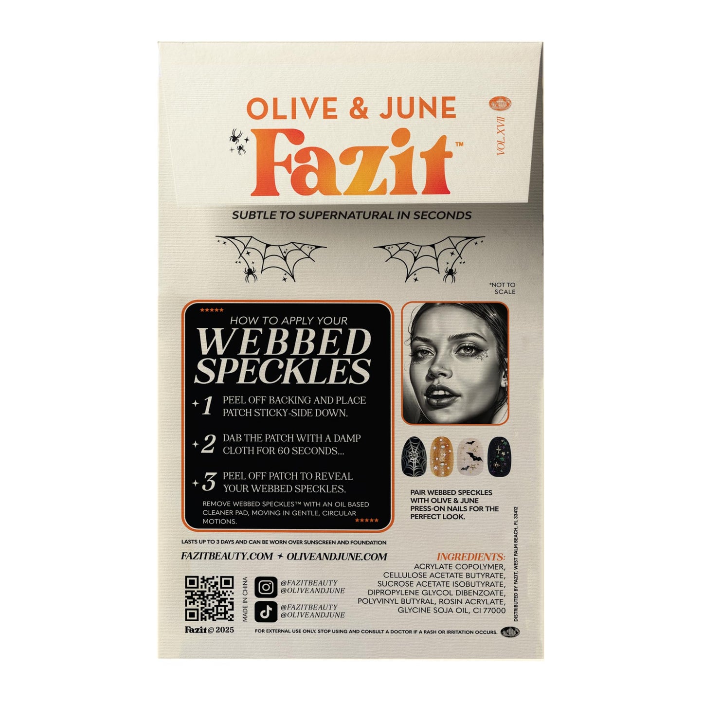 Fazit Makeup Patches - Halloween Webbed Speckles - Glow Up Make-Up Patches - Cute Glitter Makeup Accessories for Women - Cosmetic Glitter for Face Beauty & Personal Care Fazit