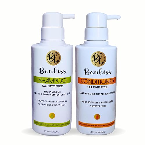 Benliss Shampoo and Conditioner Set With Argan and Macadamia Oil- Sulfate Free - For Straight, Curly, Frizzy, Dry - Hair Repair for Damaged Hair Beauty & Personal Care Benliss