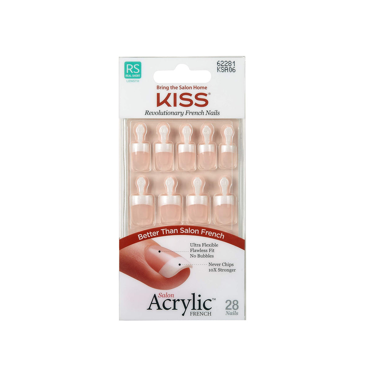 KISS Salon Acrylic French Nails Kit Pet Peeve Real Short (3 PACK)