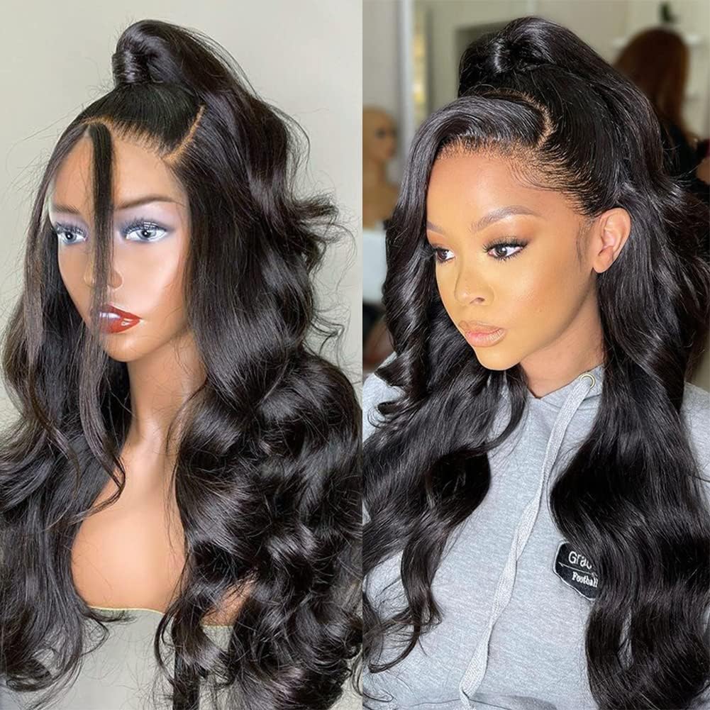 Pizazz 13x4 HD Lace Front Wigs Human Hair Pre Plucked with Baby Hair 180 Density Brazilian Body Wave Lace Frontal Human Hair Wigs Natural Color (18 Beauty and Personal Care Pizazz Default Title
