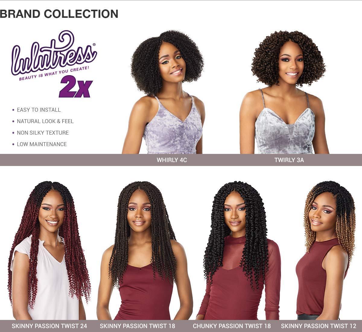 Sensationnel Lulutress Crochet Hair-2X Skinny Passion Twist 12 Inch,T1B/BG