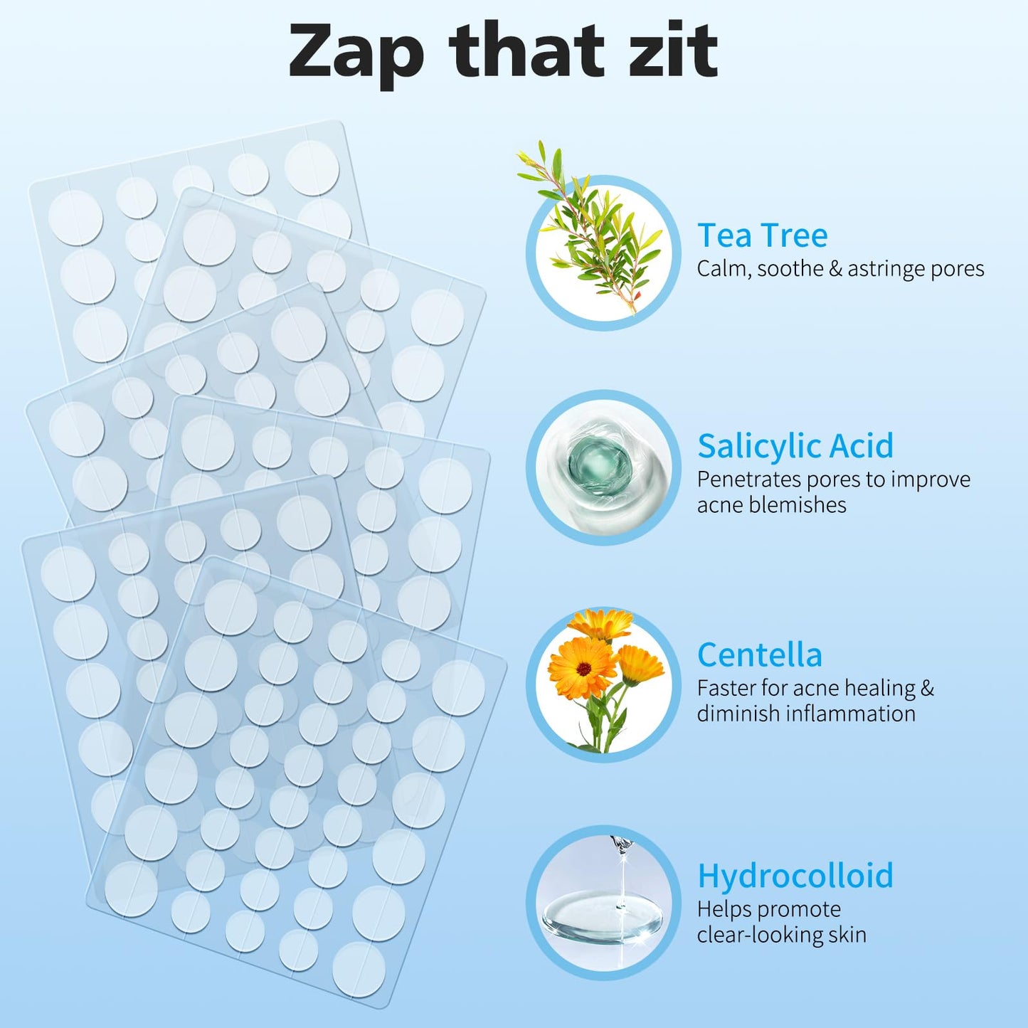 QUSTERE Pimple Patches for Face, Hydrocolloid Acne Patches, Cute Round Shape Zit Covers, Spot Stickers with Tea Tree, Salicylic Acid & Cica Oil| 2 Beauty & Personal Care QUSTERE