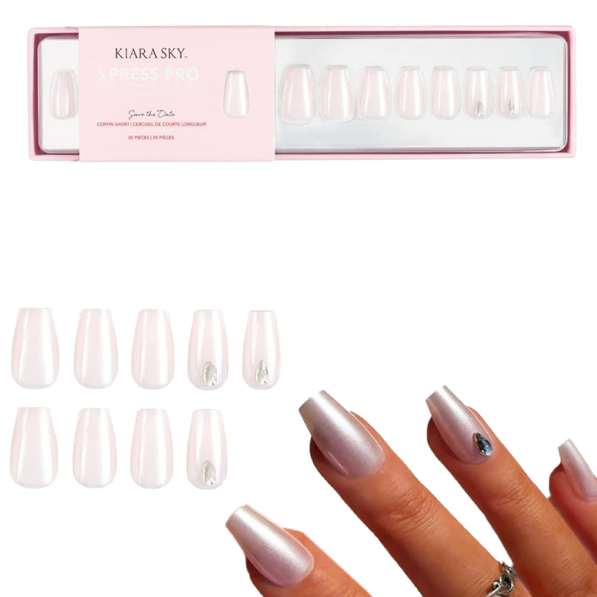 KIARA SKY PROFESSIONAL NAILS XPRESS PRO 100% ACRYLIC PRESS ON NAILS (Save the Date)