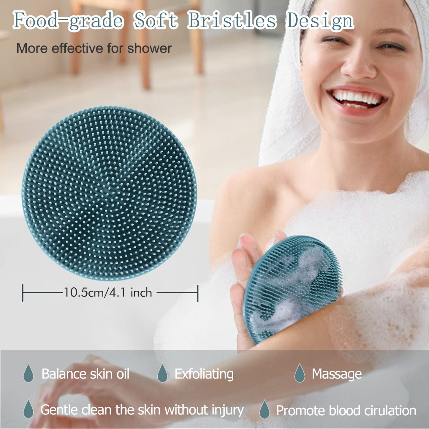 INNERNEED Food-Grade Soft Silicone Body Scrubber Shower Brush Handheld Cleansing Skin Brush, Gentle Exfoliating and Lather Well (Dark Green+Pink) Beauty and Personal Care INNERNEED