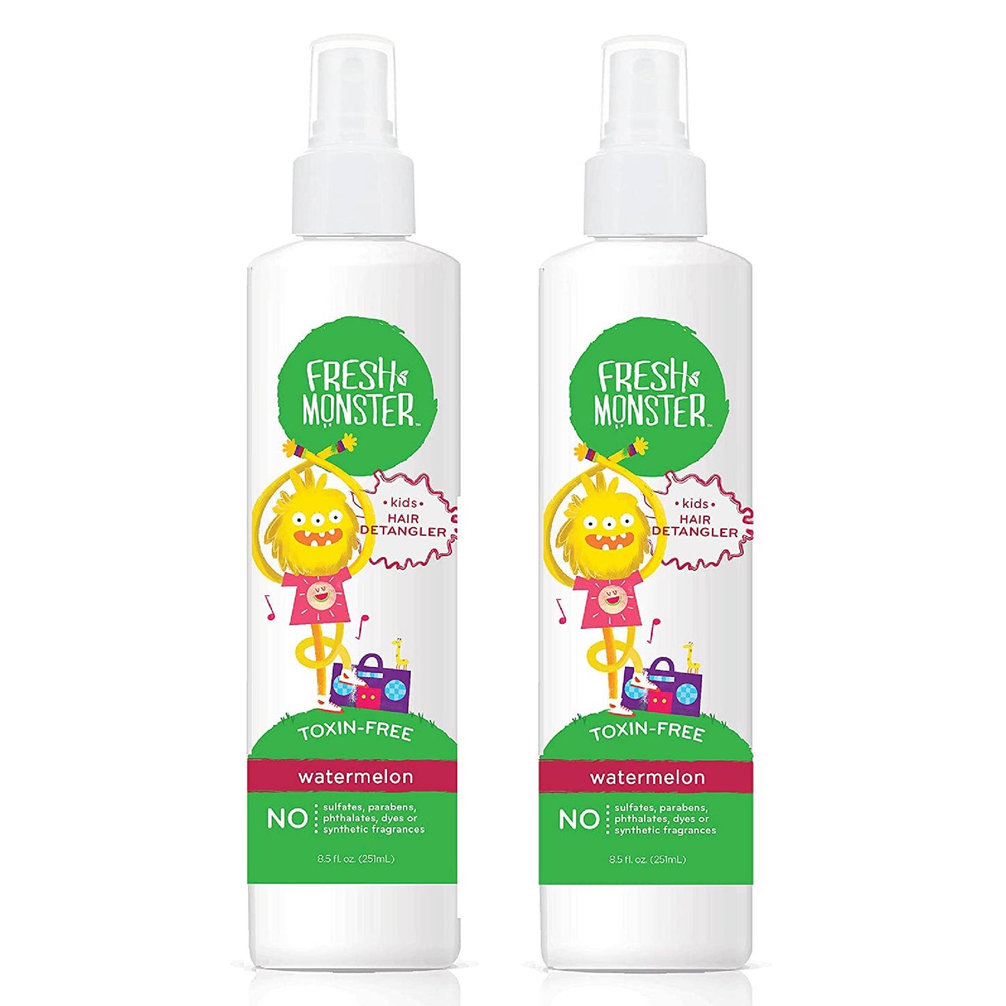 Fresh Monster Kids Detangler Spray, Toxin-Free, Hypoallergenic & Natural, Hair Conditioning Spray for Kids, Watermelon (2 Pack, 8.5oz/each) Beauty & Personal Care Fresh Monster