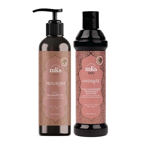 MKS eco Nourish Shampoo, Isle of You (10 fl oz) + MKS eco Hydrate Conditioner, Isle of You (10 fl oz) - Moroccan Argan Oil, Hemp Seed Oil - Vegan Beauty & Personal Care Earthly Body