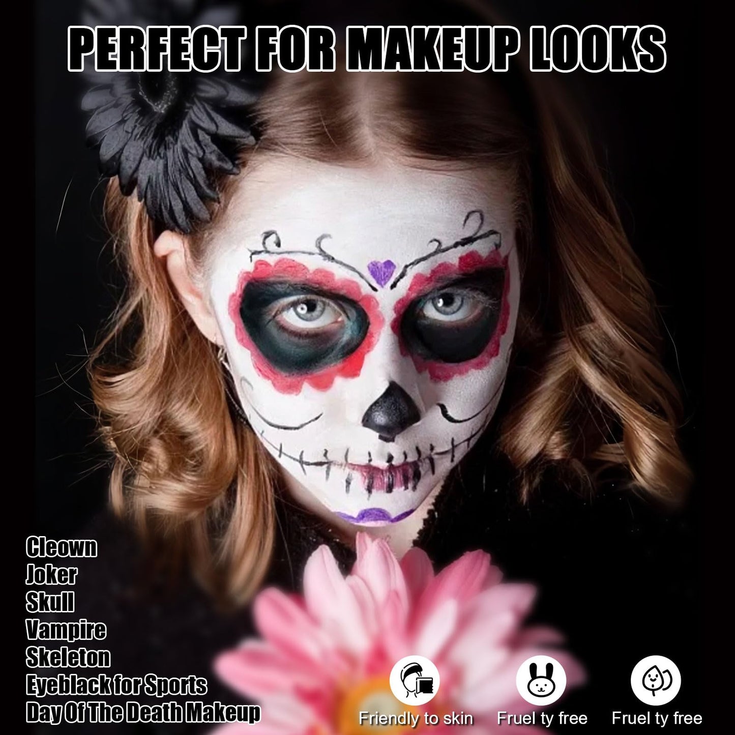 Halloween Face Body Paint, Clown White Makeup Tube, Washable for SFX Skull Joker Zombie Vampire Skeleton Goth Cosplay Beauty & Personal Care Js2U ZW