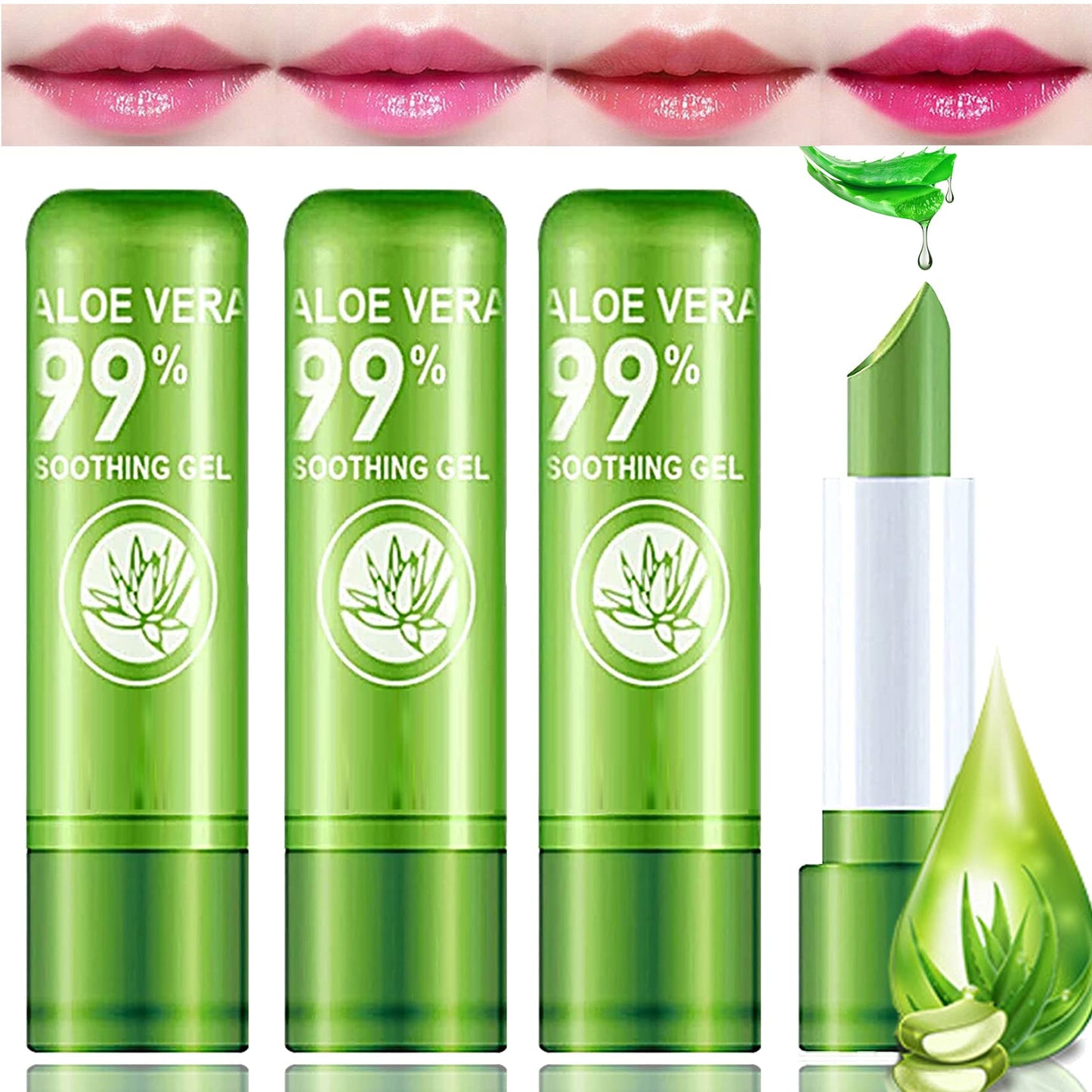 LZYLLS 4 Pack Aloe Vera Lipstick,Long Wear Nourishing Lip stick,Waterproof Moisturizing Color Changing Lip Balm Lipstick,Lip Gloss,Magic Temp Color Beauty & Personal Care LZYLLS