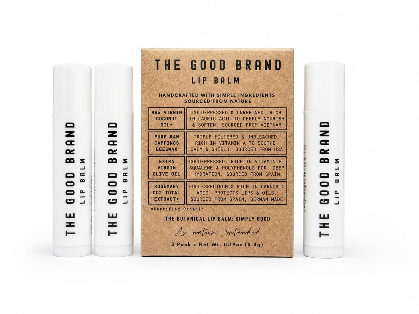 THE GOOD BRAND Botanical Lip Balm 3-Pack Beauty and Personal Care The Good Brand