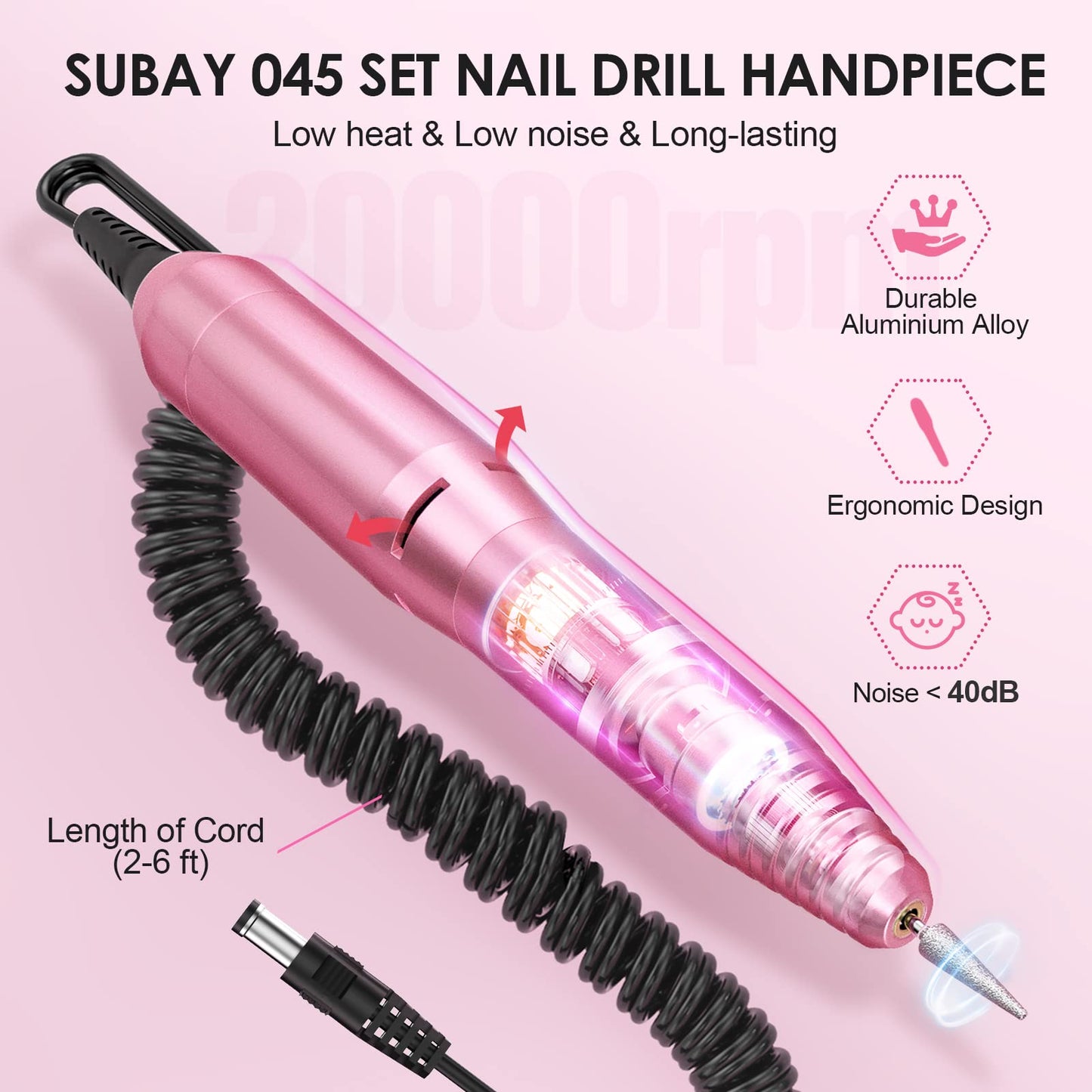 Subay Professional Finger Toe Nail Care Electric Nail Drill Machine Manicure Pedicure Kit Electric Nail Art File Drill with 1 Pack of Sanding Bands Beauty & Personal Care SUBAY