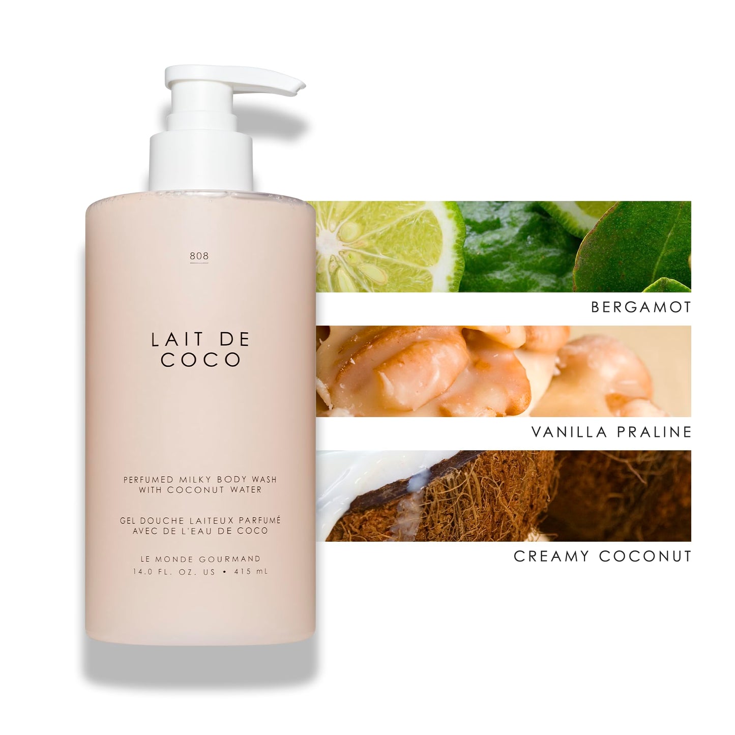 Le Monde Gourmand Lait de Coco Perfumed Milky Body Wash - 14 fl oz (414 ml) - Vanilla, Praline, Warm Notes Beauty & Personal Care Le Monde Gourmand