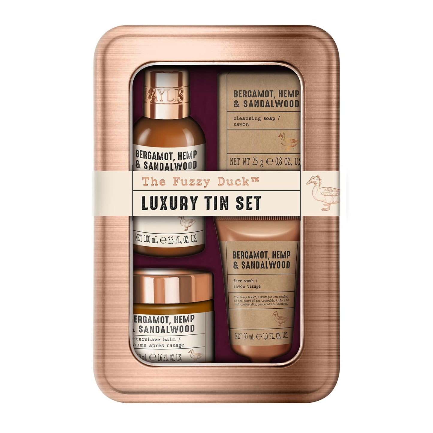 Baylis & Harding The Fuzzy Duck Bergamot, Hemp & Sandalwood Men's Luxury Grooming Tin Gift Set For Men - Vegan Friendly Beauty & Personal Care Baylis & Harding