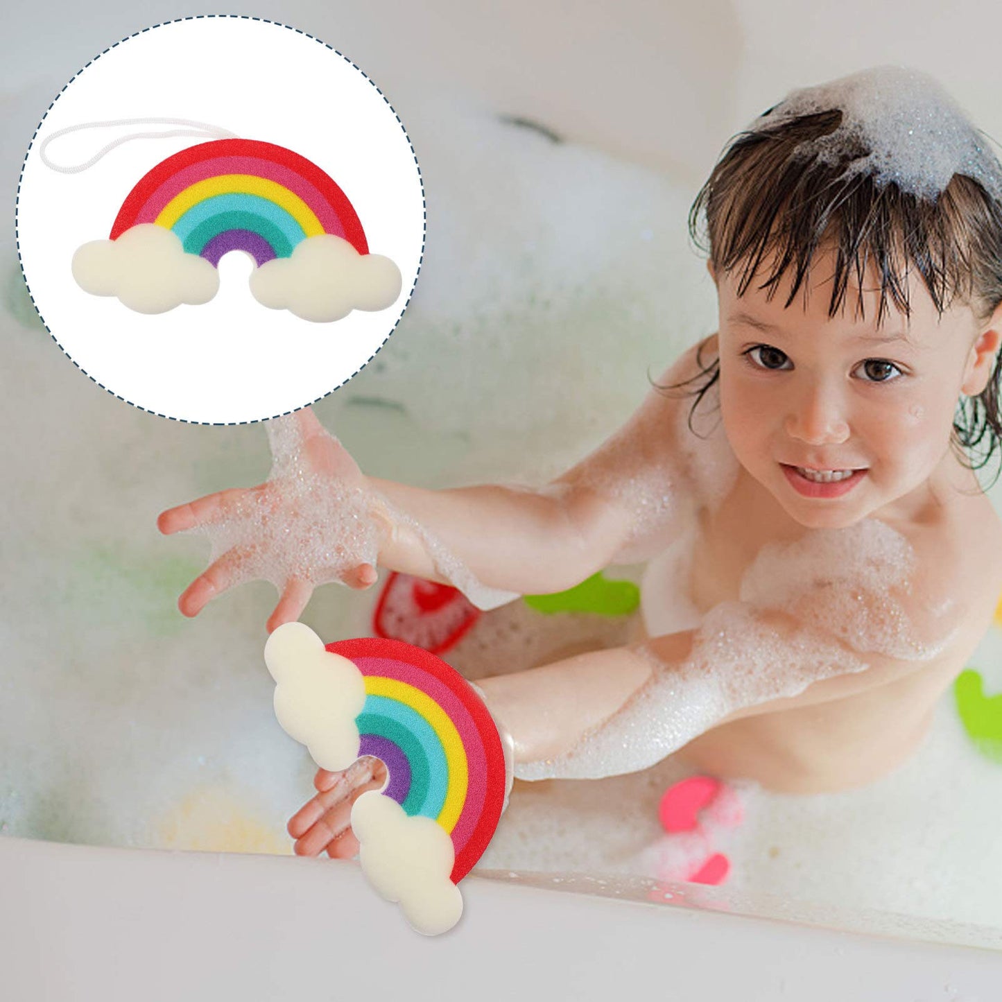 Uonlytech 2pcs Children Bath Sponge Colorful Bath Sponge Rainbow Shower Sponge for Baby Kids Toddles Infants Beauty and Personal Care Uonlytech