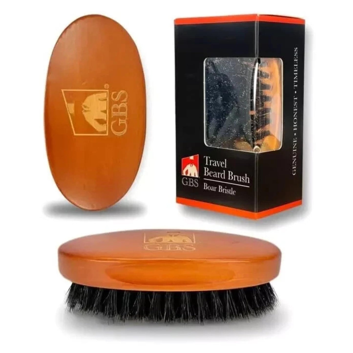 G.B.S 100% Natural Boar Bristles Beard Brush - Small Travel Size with Ergonomically Designed Wood Handle - Professional Beard and Mustache Grooming Beauty and Personal Care G.B.S