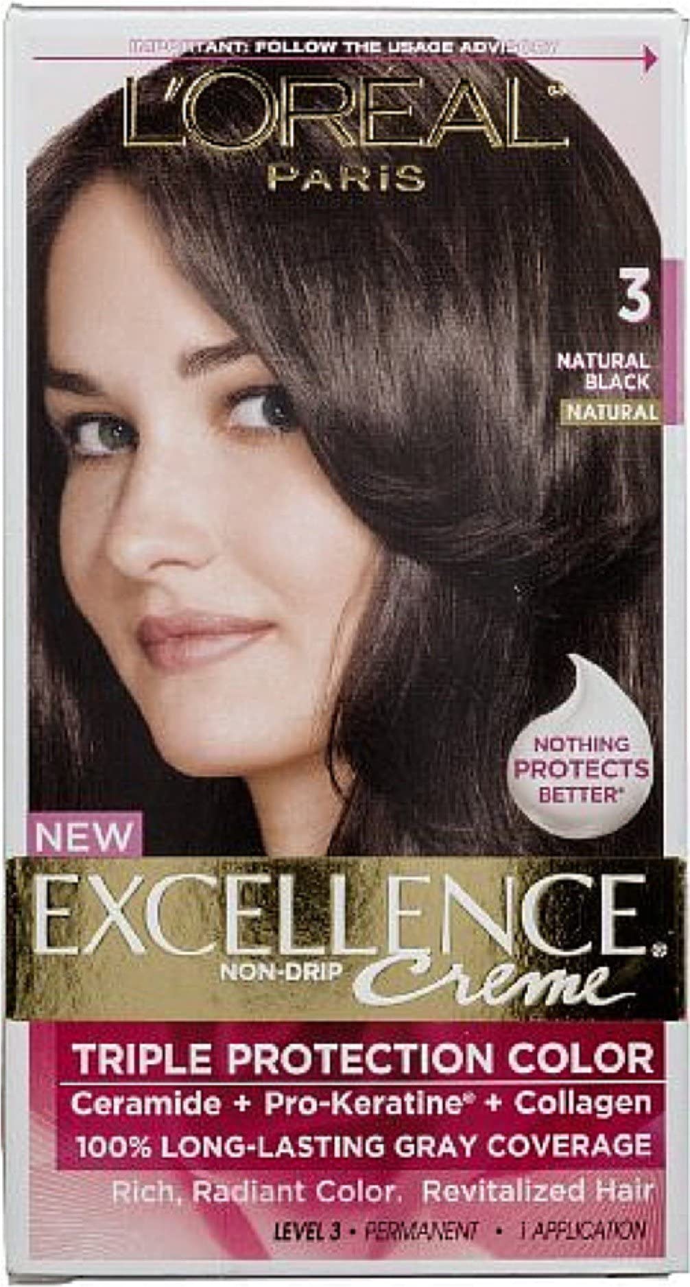 L'Oreal Paris Excellence Creme Triple Protection Color 3 Natural Black/Natural (Pack of 3) Beauty & Personal Care L'Oreal Paris