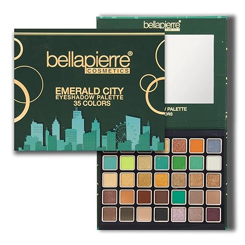 bellapierre Emerald City Eyeshadow Makeup Palette | 35 Color Shades in a Range of Matte, Satin, Shimmer, and Foil Finishes | Non-Toxic and Paraben Beauty & Personal Care bellapierre