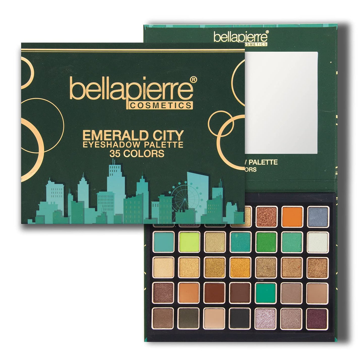 bellapierre Emerald City Eyeshadow Makeup Palette | 35 Color Shades in a Range of Matte, Satin, Shimmer, and Foil Finishes | Non-Toxic and Paraben Beauty & Personal Care bellapierre