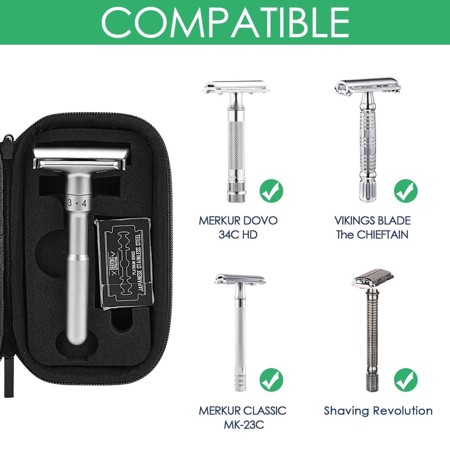 Linkidea Durable Hard Shell Shaving Travel Case, Storage Box for Short/Long Handled Razor Blades & Accessories, Compatible with Merkur, Vikings Beauty and Personal Care Linkidea