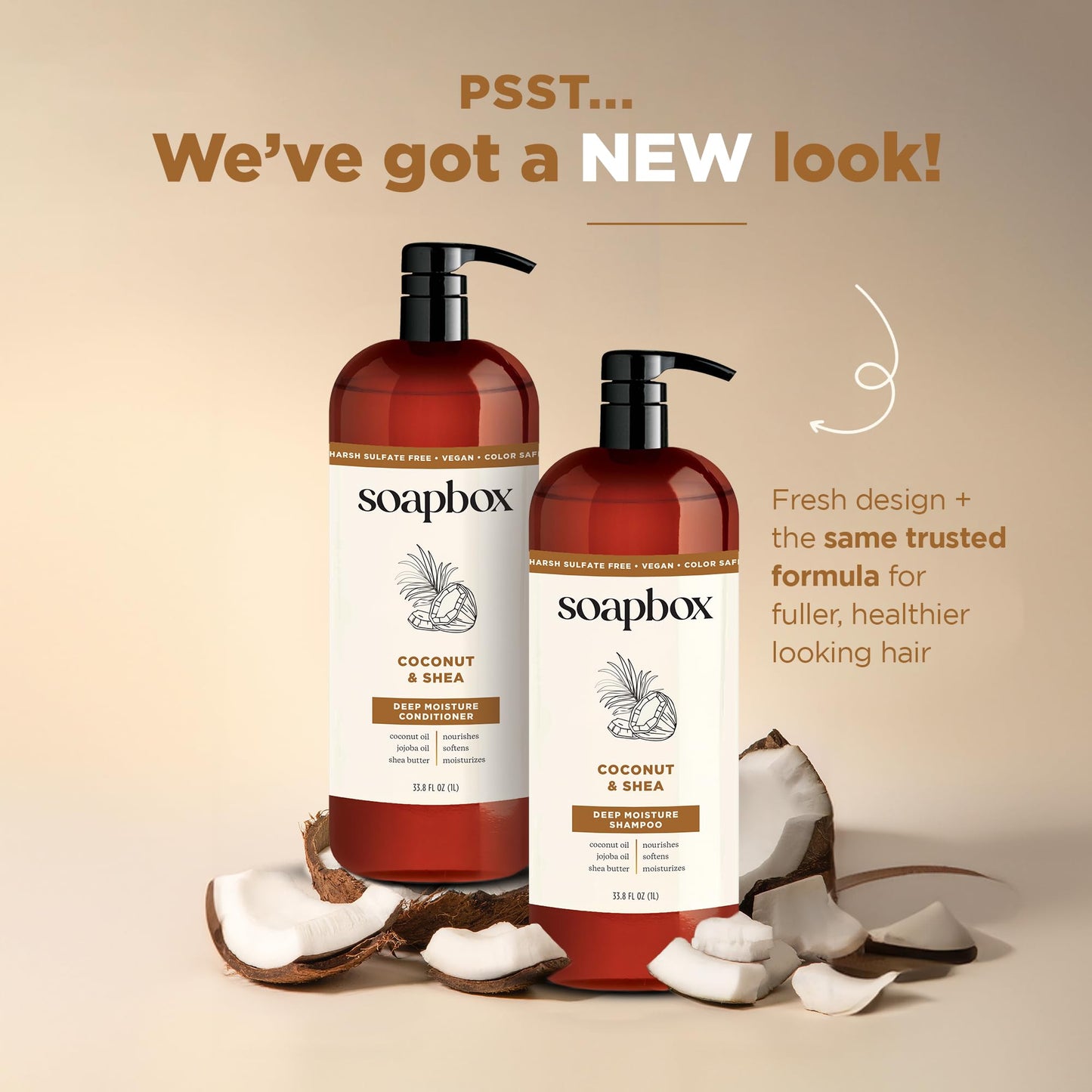 Soapbox Shampoo and Conditioner Set with Coconut Oil, Jojoba Oil, Aloe and Shea Butter to Moisturize and Nourish for All Hair Types, 1 Liter Each Beauty & Personal Care Soapbox
