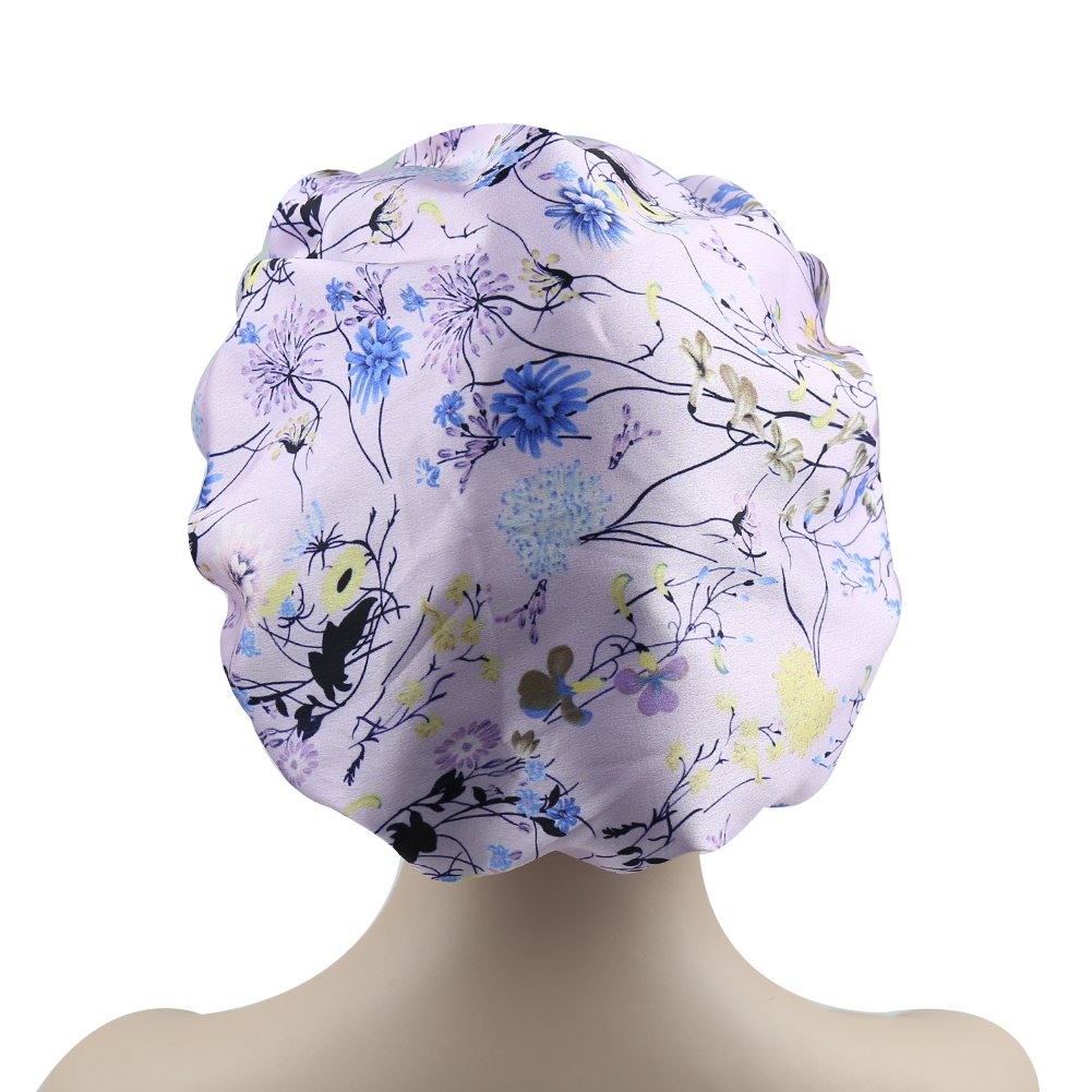 Chemo Cap Silk Nightcap for Women Wide Band Satin Bonnet for Hair Beauty Purple Floral Beauty and Personal Care Alnorm
