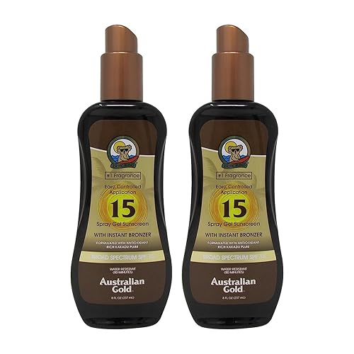 Australian Gold SPF 15 Sunscreen Spray Gel with Instant Bronzer, 8 Ounce (2 Pack) Beauty & Personal Care Australian Gold