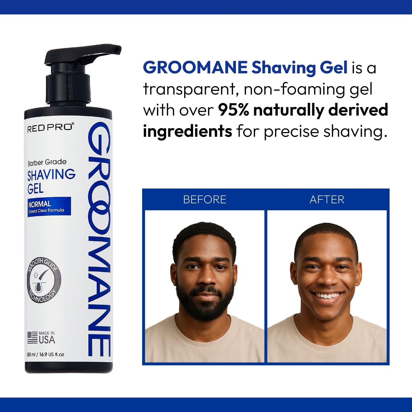 RED Pro GROOMANE Barber-Grade Shaving Gel for Men, Non-Foaming Clear Aloe Vera Shave Gel, Smooth Razor Glide, Precision Line-Ups, Anti-Irritation… Beauty & Personal Care RED Pro