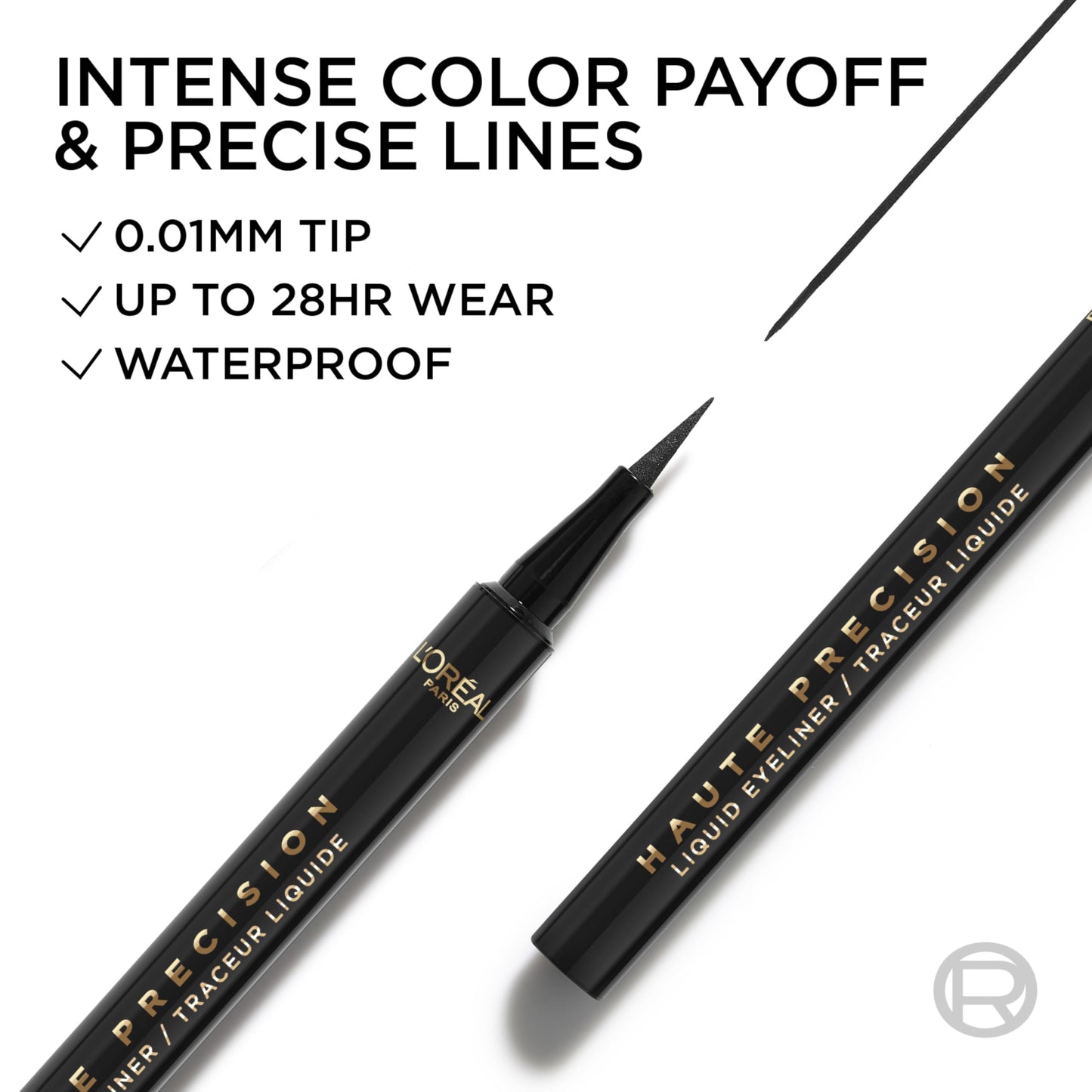 L'Oreal Paris Haute Precision Waterproof Liquid Eyeliner, Smudge-Proof Eye Liner with Micro-Tip, for up to 28HR Eye Makeup Wear, 010 Black Silk Beauty and Personal Care L'Oreal Paris