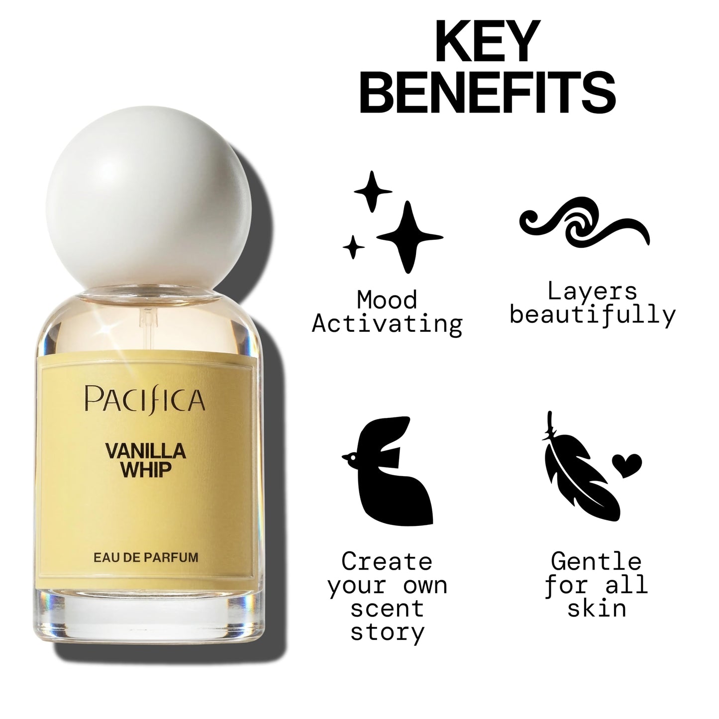 Pacifica Vanilla Whip Eau de Parfum; Sweet Gourmand Perfume for Women Spray | Warm Sugar Almond Bergamot Fragrance, Long Lasting | Botanical Clean Beauty & Personal Care Pacifica