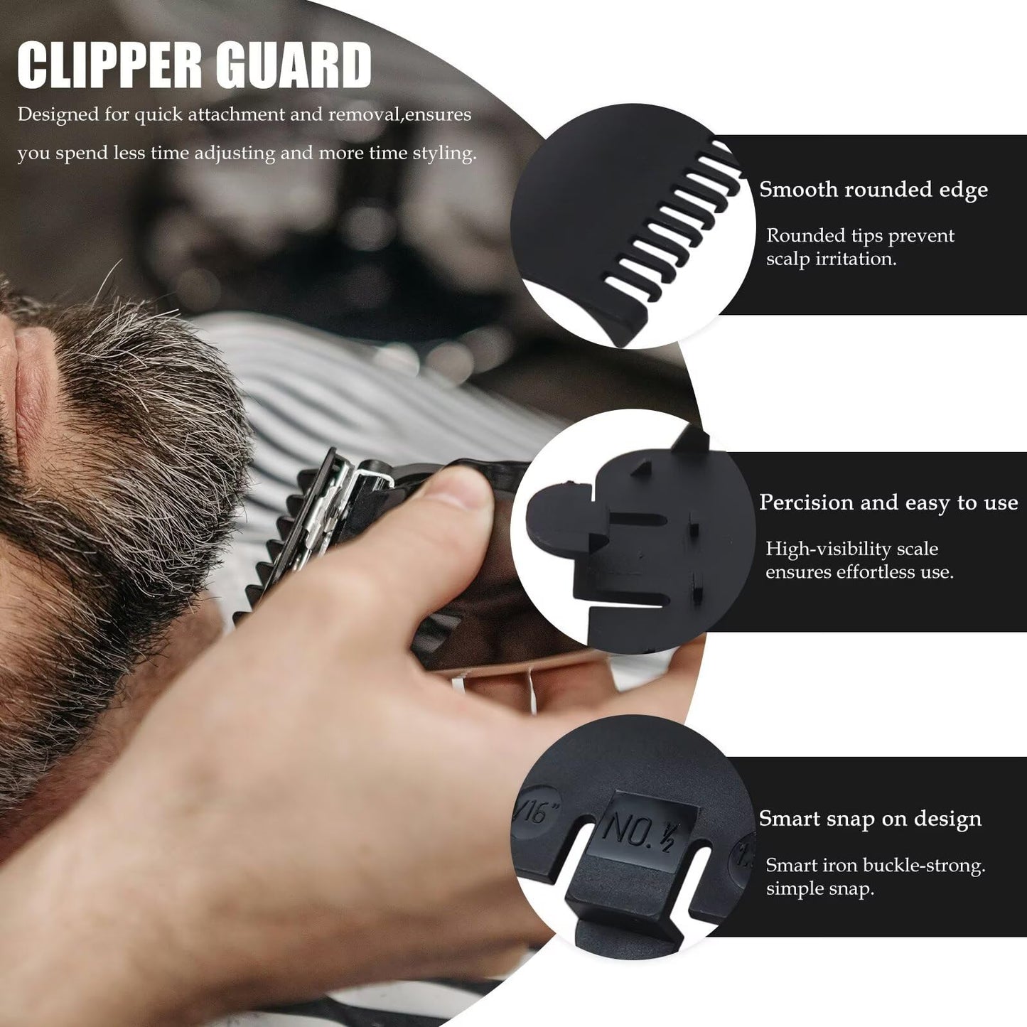 Clipper Combs & Guides for W*ahl 1/2 Clipper Guard,6x Guards Replacement for 1/16 Clipper Guard, Attachment Number #1/2-1/16''(1.5mm),Black by Beauty and Personal Care YTXXDEUS