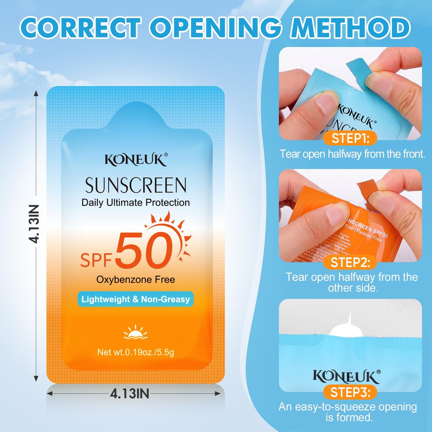 30 Pack Travel Size Sunscreen, SPF 50, Bulk Mini Sunscreen for Face and Body, Lightweight and Non-Greasy, Travel Size for Summer Beach and Outdoor Beauty and Personal Care KONEUK
