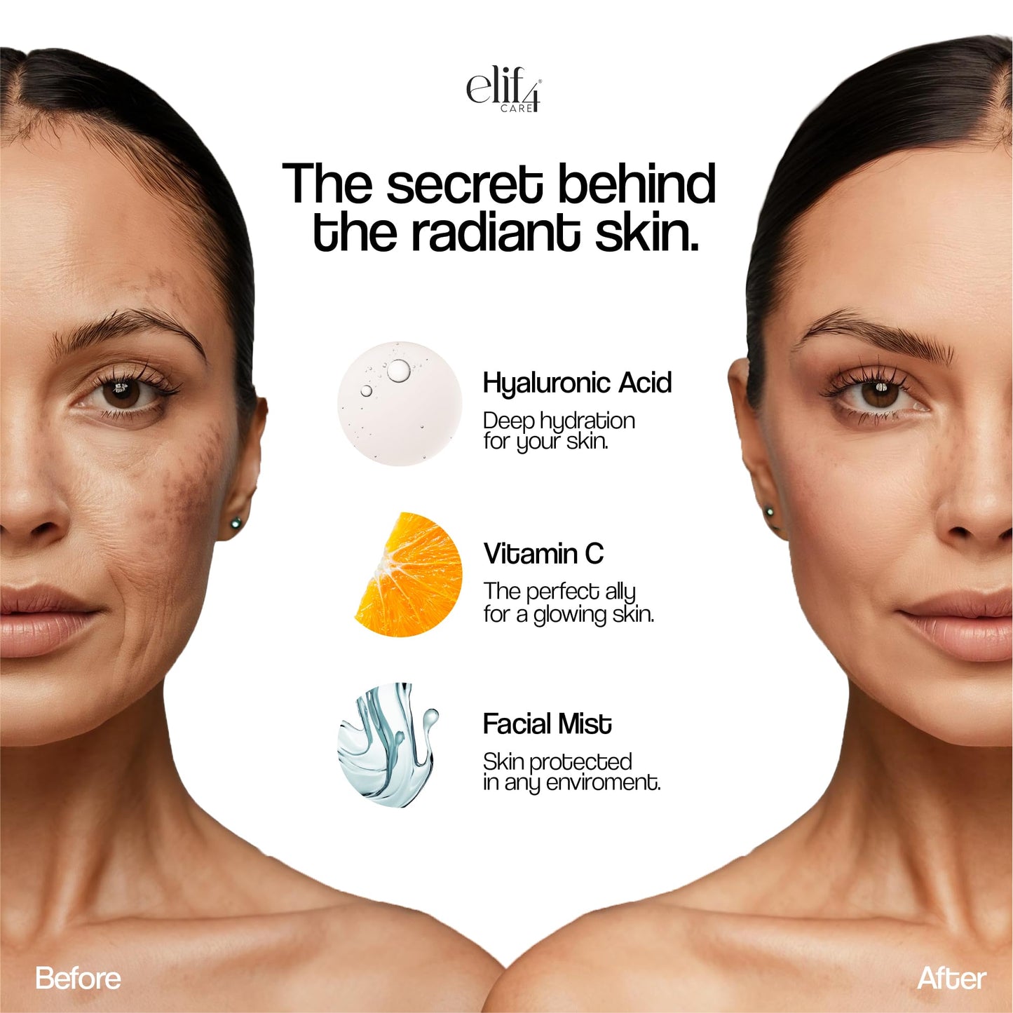 Elif4 care Repairing Hyaluronic Acid Serum - Deep Hydration & Anti-Aging Face Serum - Multi-Molecular HA, sensitive skin, rosacea skin, Boosts Beauty & Personal Care ELIF4 CARE