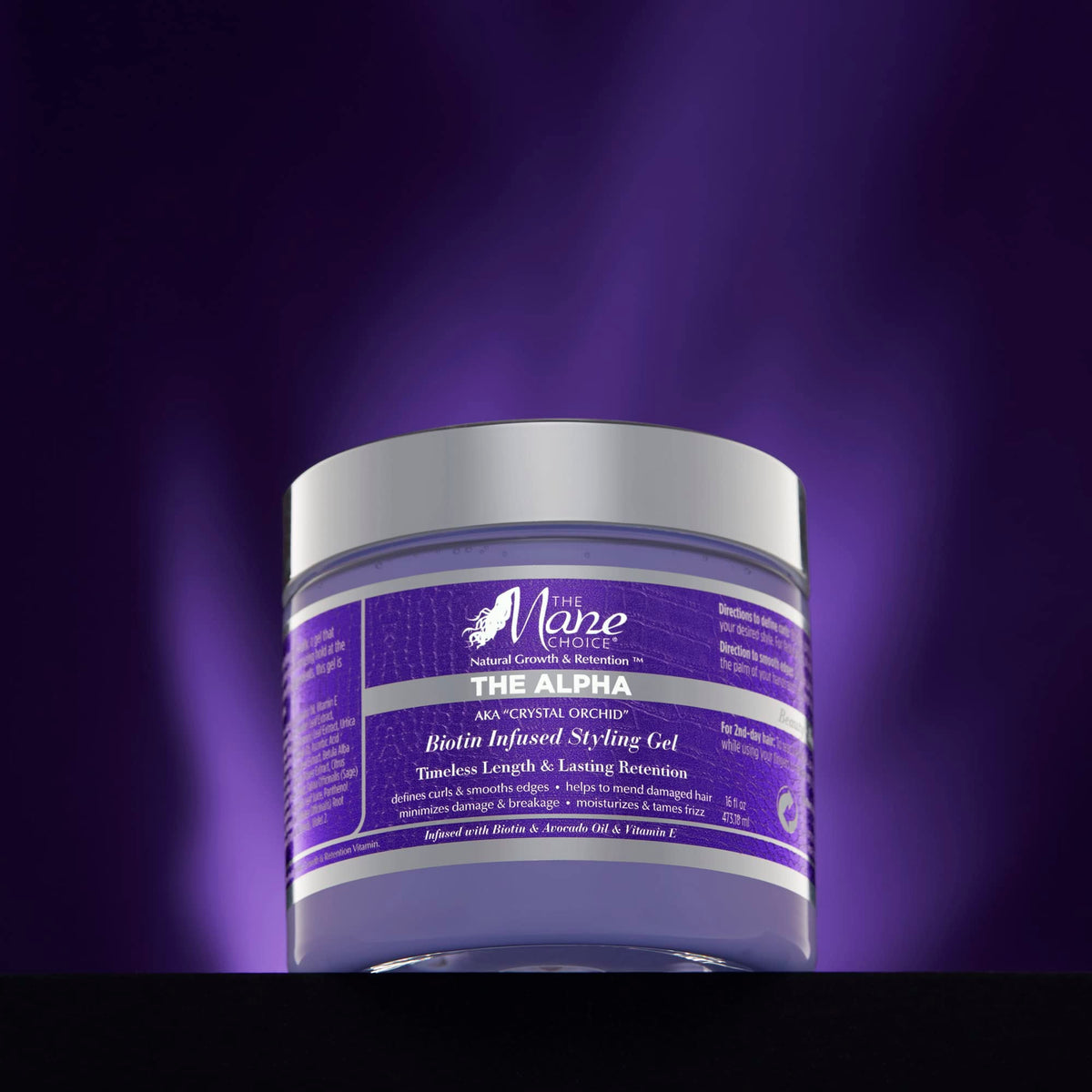 The Mane Choice The Alpha Crystal Orchid Biotin Infused Styling Gel, 16 Oz, Defines Curls & Smooths Edges, Hair Gel for Coily, Wavy & Curly Hair,