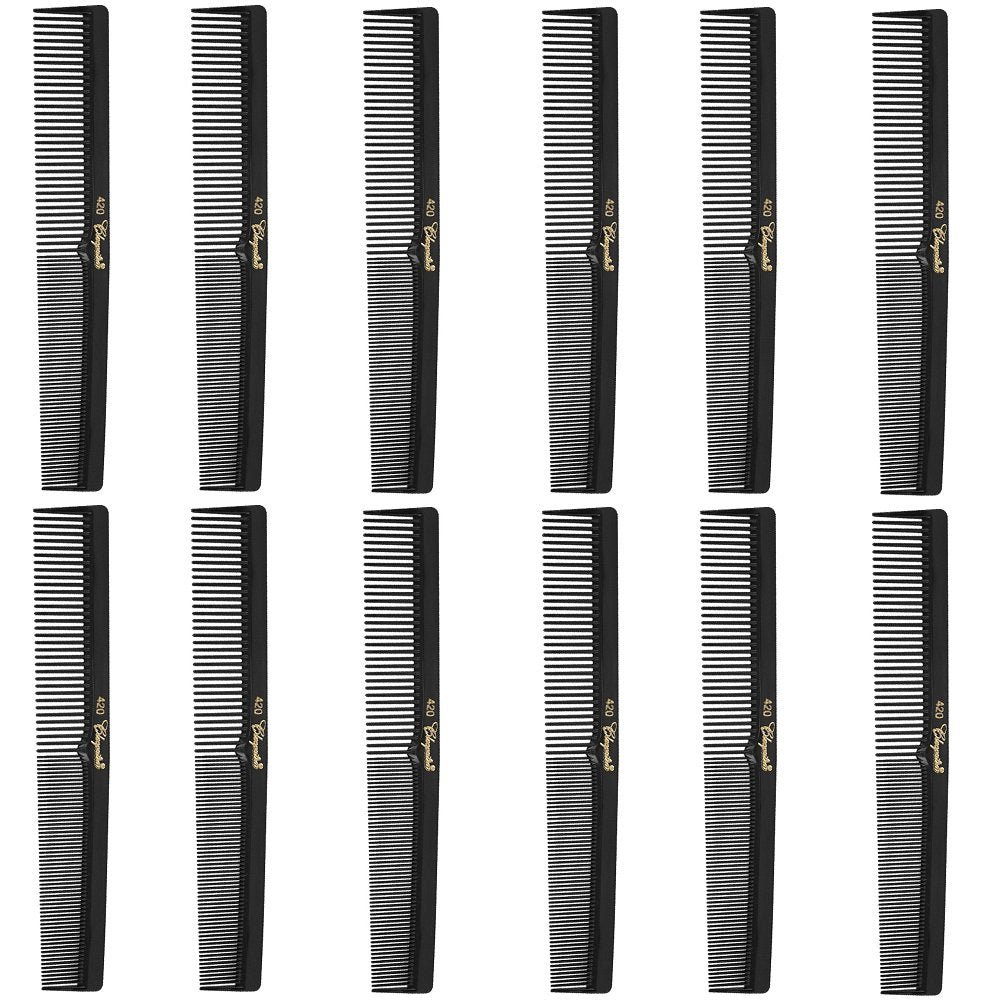 Krest Cleopatra 420 7" Flat Square Back Barber Hair Comb (12 Pack)