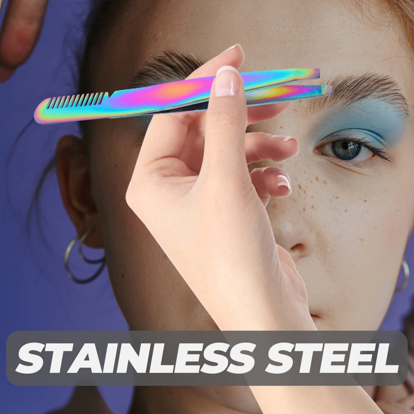 Facial Hair Tweezers Eyebrow Tweezers Slanted, Eyebrow Tweezers with Comb Stainless Steel Slanted Tip Tweezers Precision Tweezers Set Small Tweezers Beauty and Personal Care Beaupretty