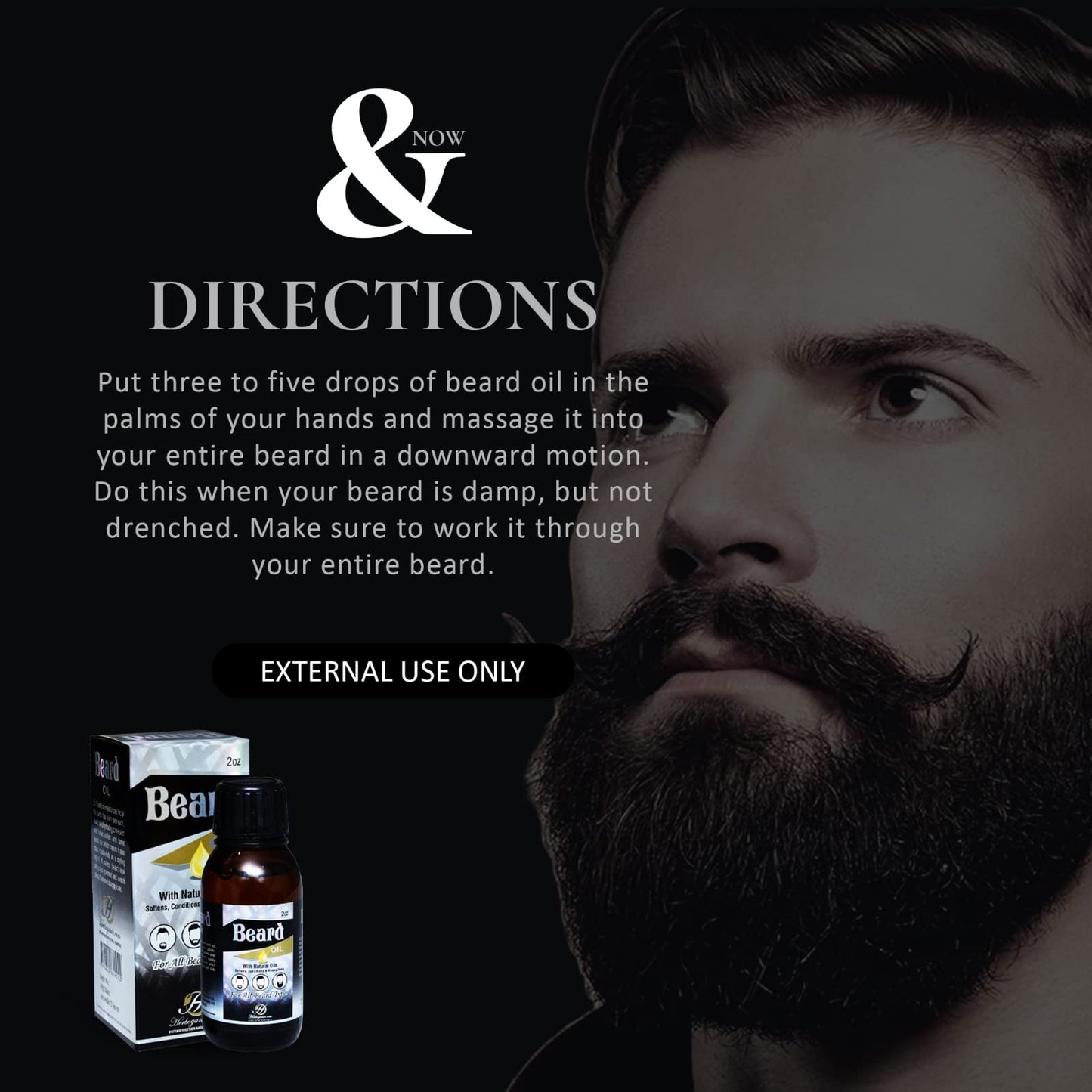 HERBOGANIC Beard Oil for Men - Softens, Moisturizes, Conditions & Strengthens Beard - Natural Beard Oil with Almond & Jojoba Oil - Beard Oil that Beauty and Personal Care HERBOGANIC