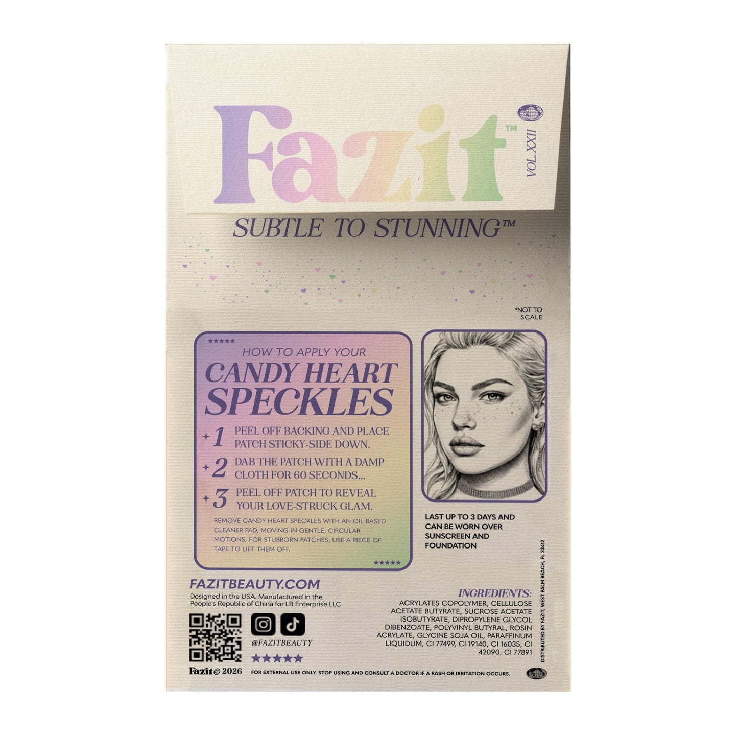 Fazit Makeup Patches - Candy Heart Speckles - Glow Up Make-Up Patches - Cute Glitter Makeup Accessories for Women - Cosmetic Glitter for Face Beauty & Personal Care Fazit