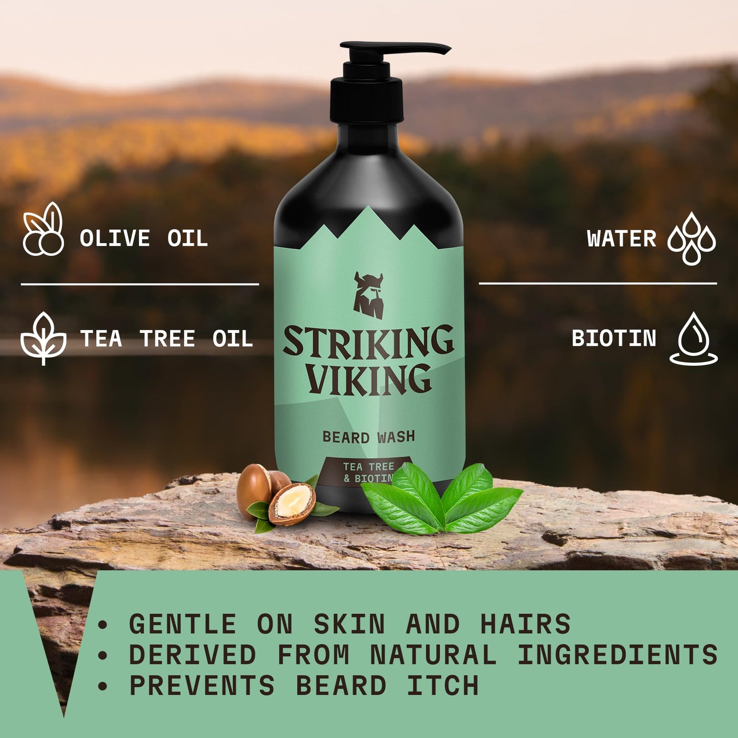 Striking Viking Beard Shampoo with Tea Tree, Biotin & Jojoba Oil - 17 oz Deep Cleansing, Paraben & Sulfate Free for All Beard Types Beauty & Personal Care Striking Viking