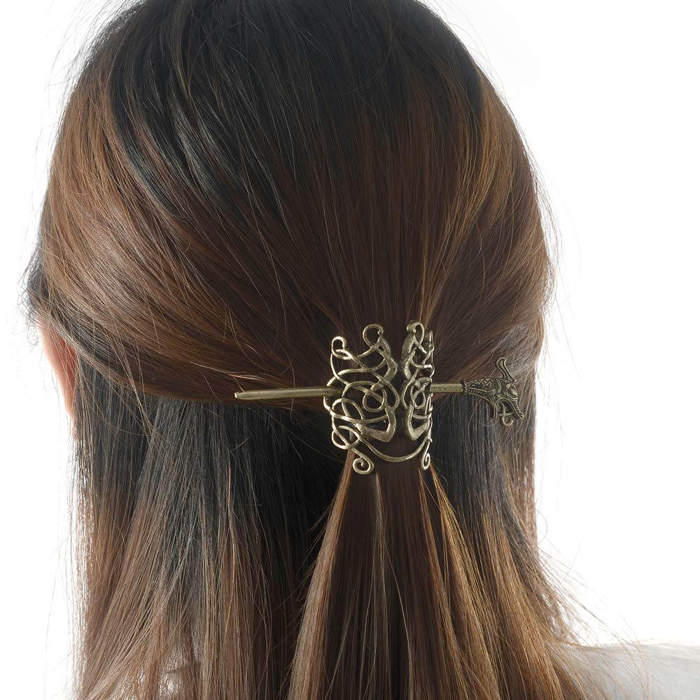 Large Celtic Knots Dragon Hairpins -Norse Viking Crown Hair Jewelry for Long Hair Braids Barrettes Vintage Viking Runes Women Girl Hairpin Hair Clips Beauty & Personal Care idavallen