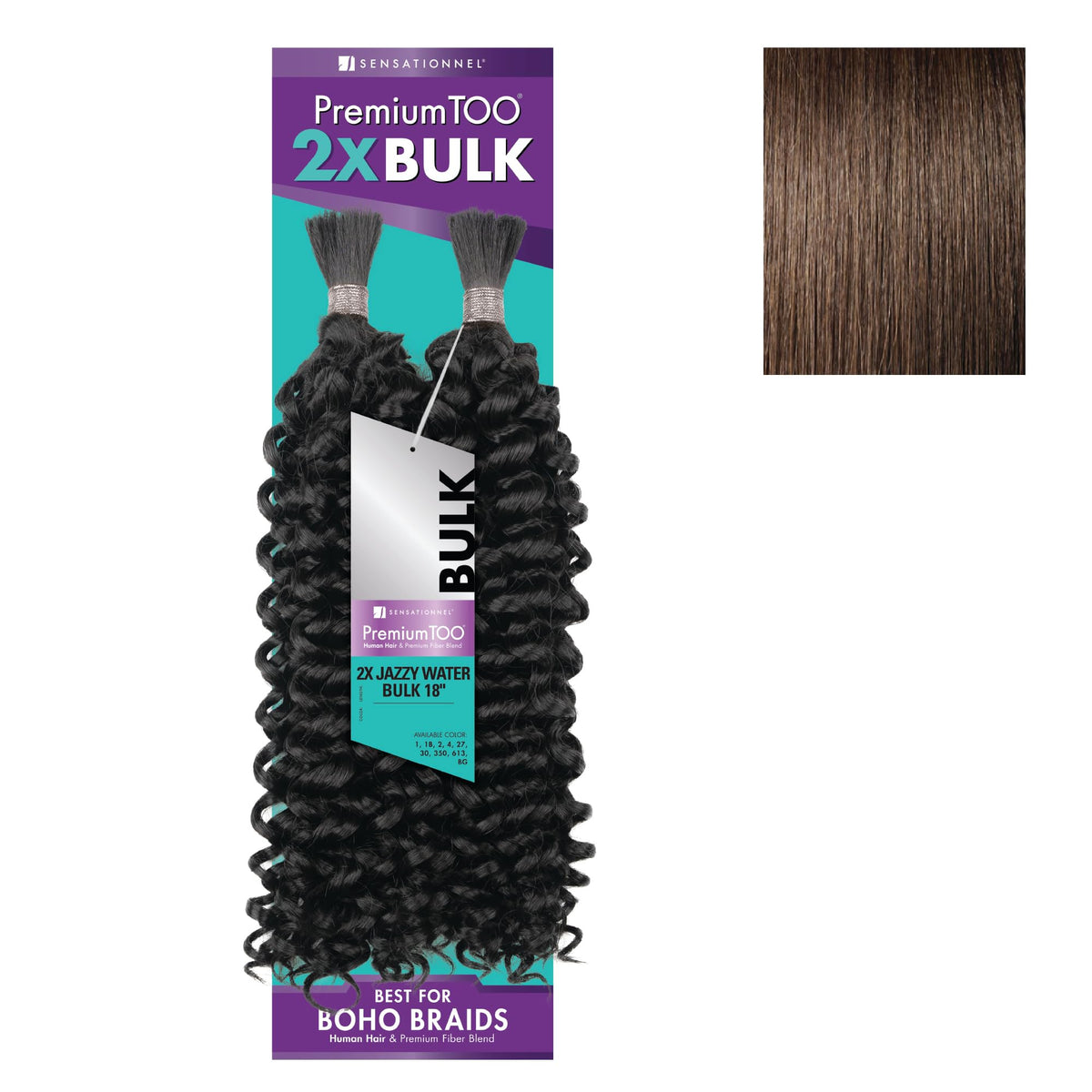 Sensationnel PremiumToo Bulk Weaving-2X Jazzy Water,1pk 18in, 4 MEDBROWN
