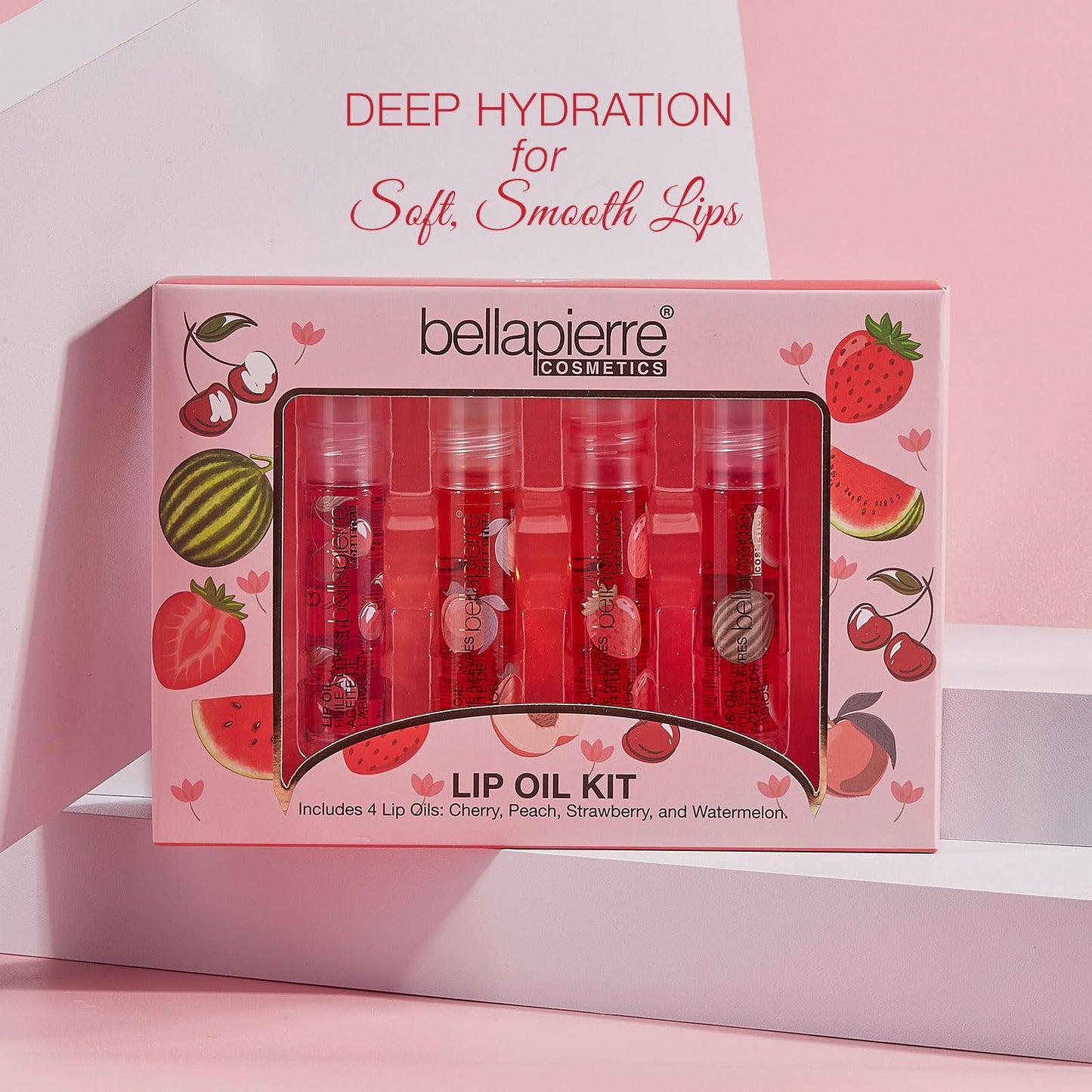 bellapierre Cosmetics 4-Piece Natural Lip Oil Kit | Moisturizing Lip Gloss Set | Fruit Flavored Lip Oil Collection with Rollerball Applicator Beauty & Personal Care bellapierre