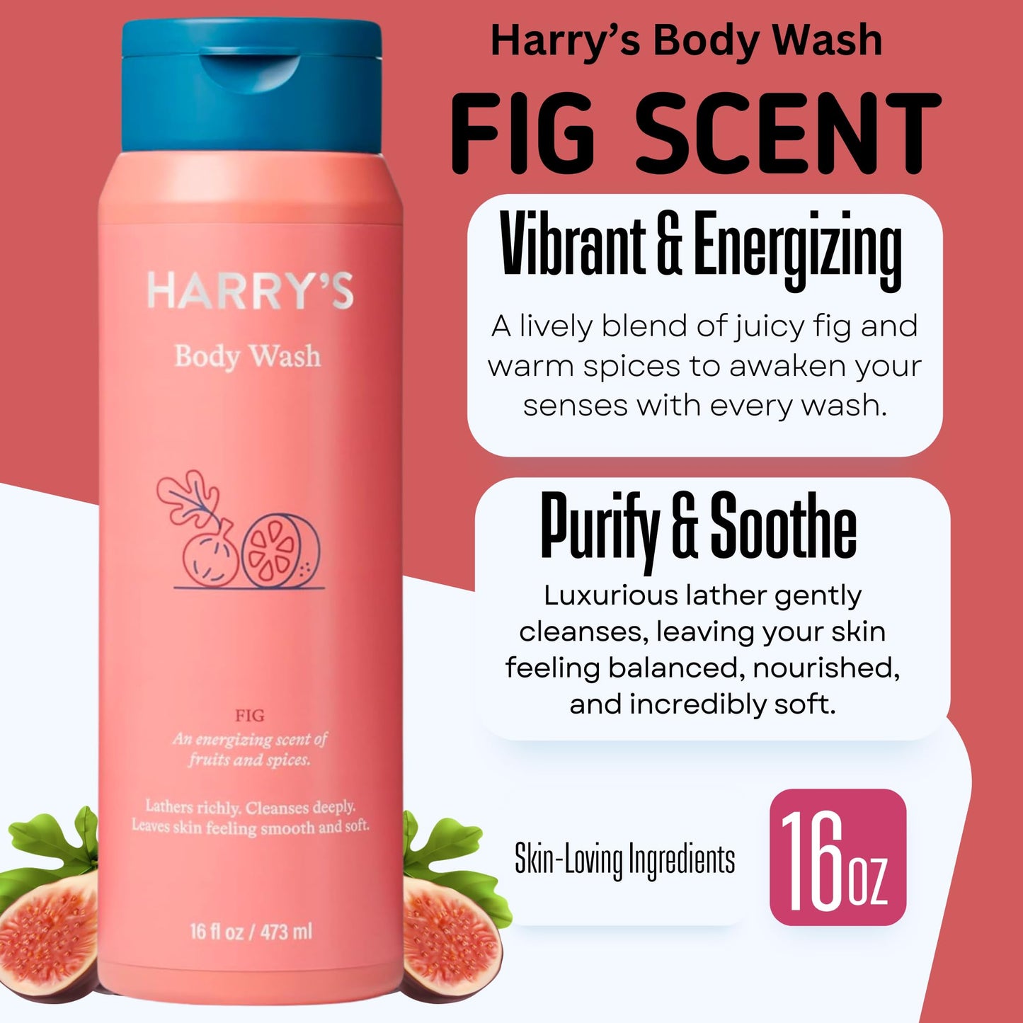 Harry's Men's Body Wash, 18 Fl oz (Pack of 4) | Men's Body Wash and Shower Gel Variety Pack - Stone, Redwood, Fig & Spring Scent | Sulfate-Free Beauty & Personal Care Harry's