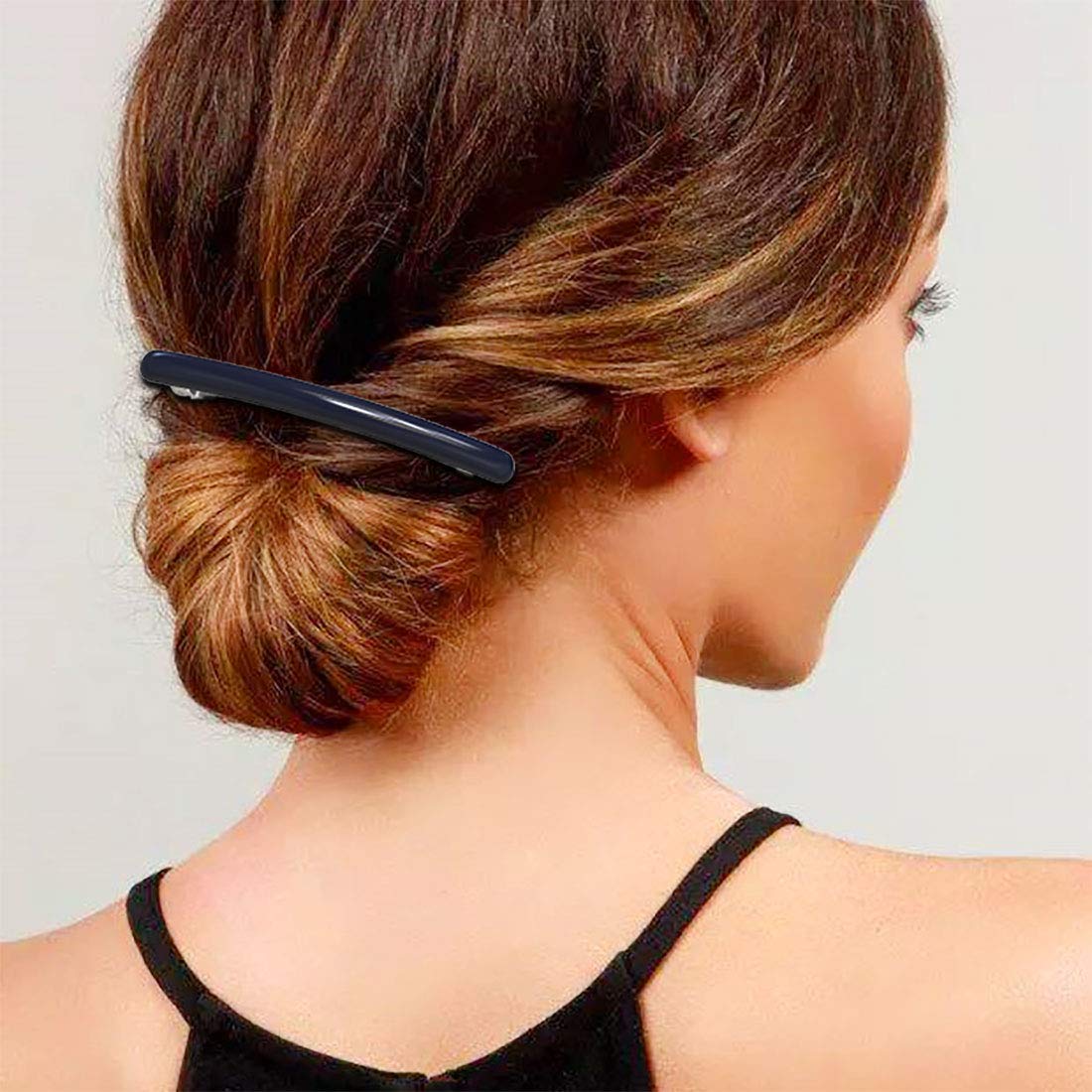 HYFEEL Skinny Hair Barrettes for Women Long Simple Acrylic French Hair Clips Elegant Classic Hairpins Steel Clip Clamp Girls Hair Accessories Navy Beauty & Personal Care HYFEEL