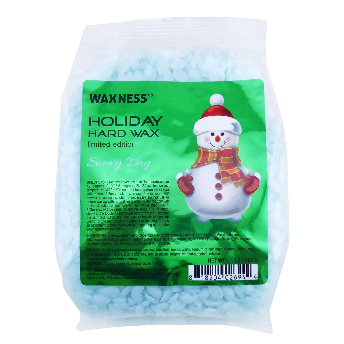 Waxness Snowy Days Wax - Holiday Limited Edition 1.1 lb (500 g) - Hard wax beads for hair removal - Winter Aroma - Synthetic formulation ideal Beauty and Personal Care Waxness