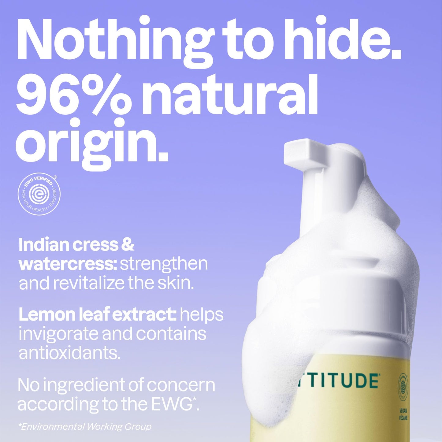 ATTITUDE Micellar Foaming Facial Cleanser, EWG Verified, Dermatologically Tested, Plant and Mineral-Based, Vegan, Earl Grey & Fresh Cucumber Scent, 5 Beauty & Personal Care ATTITUDE