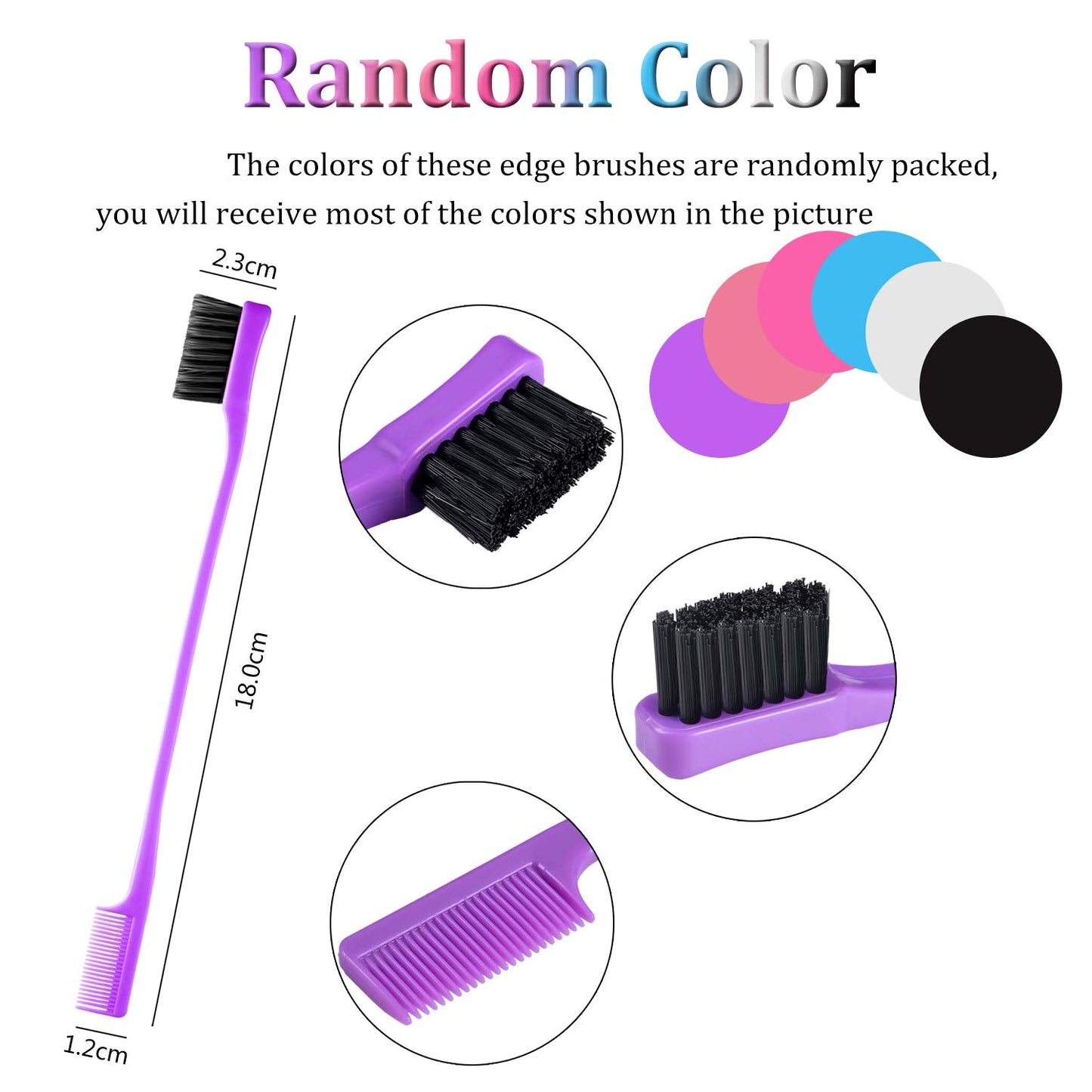 Yaomiao 12 Pieces Hair Edge Brushes Double Sided Edge Hair Comb Natural Styling Eyebrow Combs, Smooth Grooming for Women, 6 Random Colors Beauty & Personal Care Yaomiao