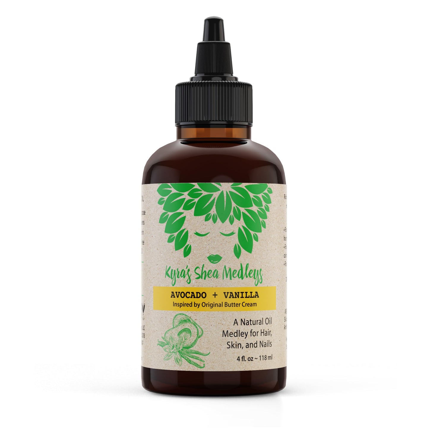 Multiuse Avocado + Vanilla Oil Medley for Face, Body, and Hair - Natural Avocado Oil, Shea Nut Oil, Vanilla Essential Oil, and Vitamin E - Seals Beauty & Personal Care Kyra's Shea Medleys